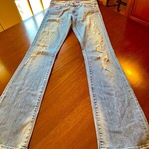 RED ENGINE DISTRESSED BOOT-CUT JEAN